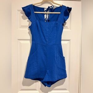 Mahina Royal Blue Ruffle Sleeve Jumpsuit